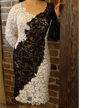 Black and white lace dress