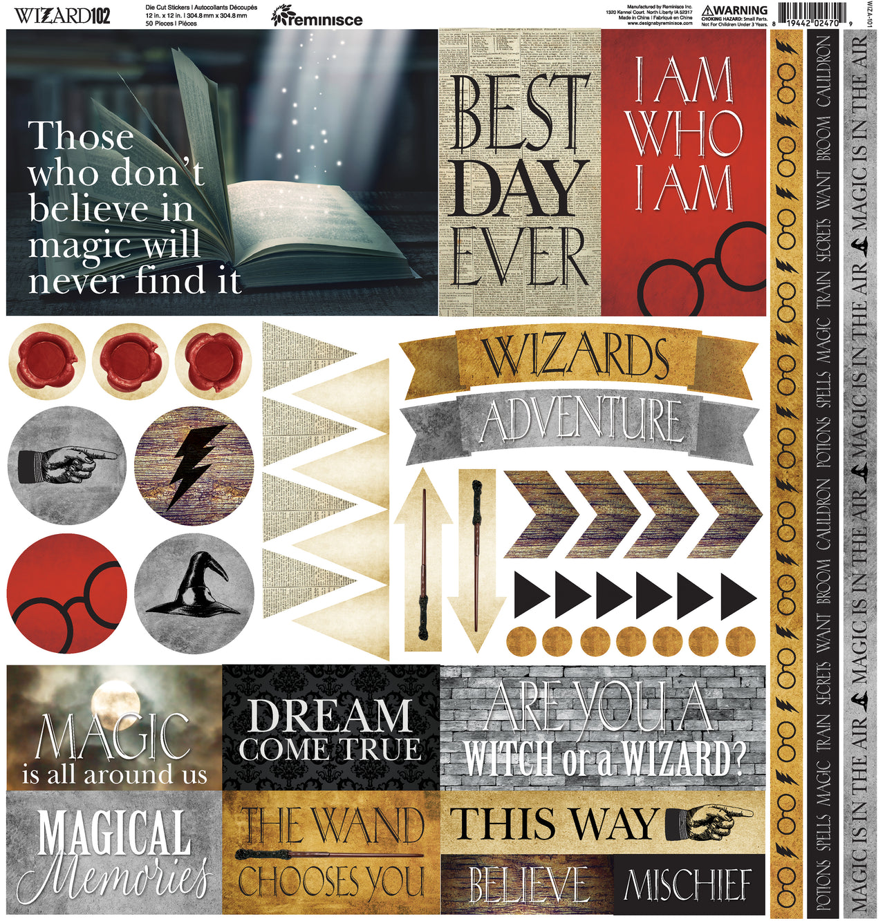 Reminisce Elements Cardstock Stickers 12"X12" - Wizard 102