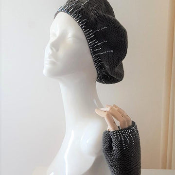 Icicles beaded beret and mitts