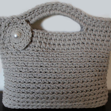 Stone Cotton Purse with Button Flower 2320