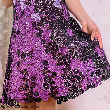 Crochet purple wedding dress