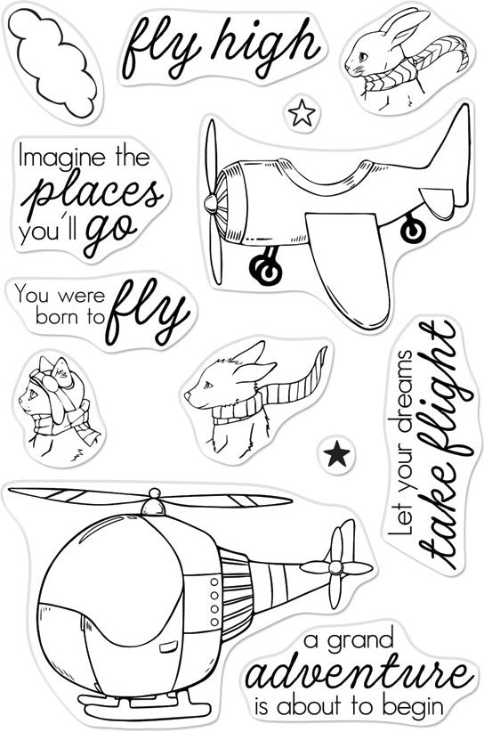 Hero Arts Clear Stamps 4"X6" - Fly High Animals
