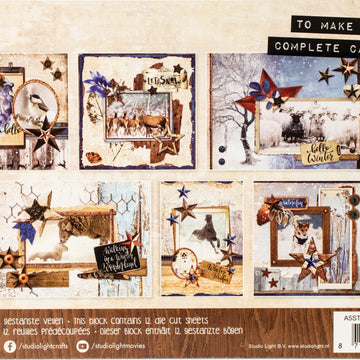 Studio Light Die-Cut Card Toppers A5 12/Pkg - Winter Trails, Makes 6 Cards
