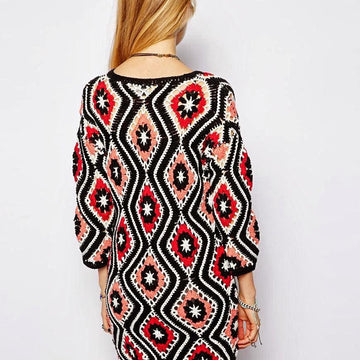 Diamond crochet boho shift dress cover up.