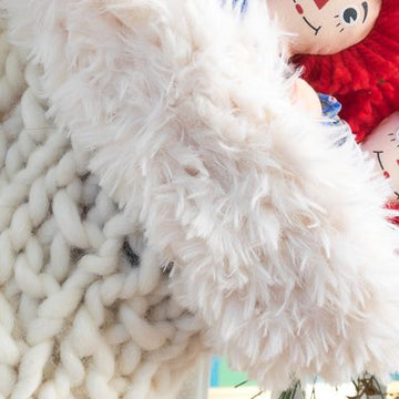 Broken Rib Stitch Christmas Stocking with Faux Fur Trim