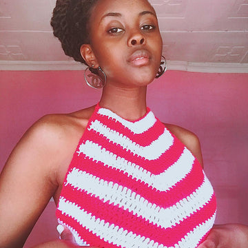 Crochet high neck halter top