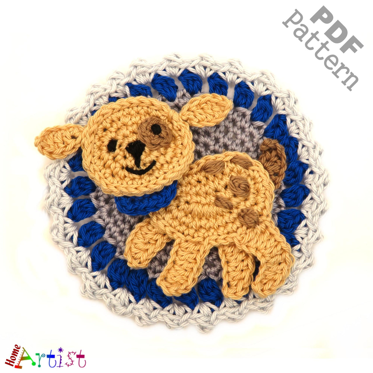 Dog crochet patch Button pattern