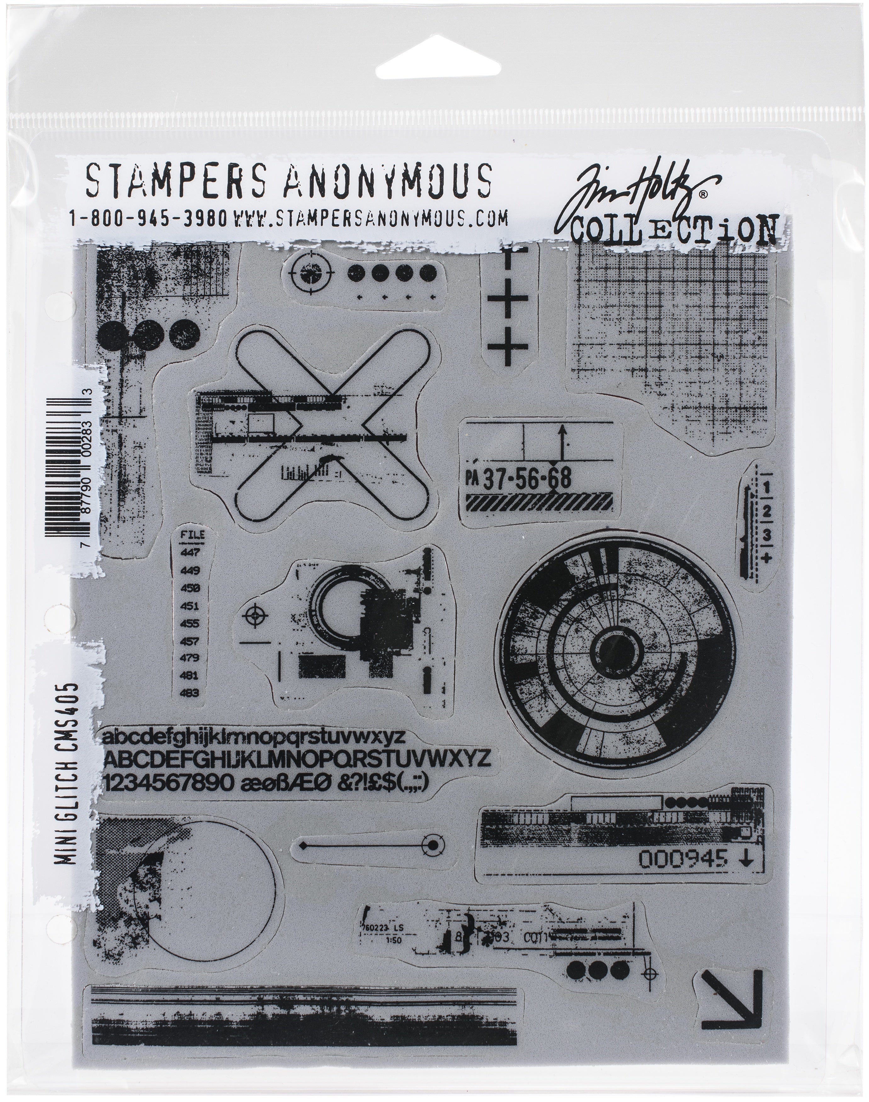 Stampers Anonymous Tim Holtz Cling Stamps 7"X8.5" - Mini Glitch
