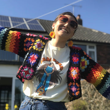 Dk Granny squares and stripes cardigan