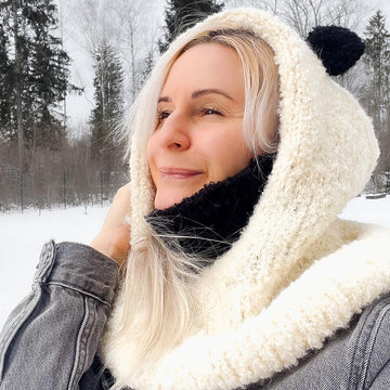 Mouton sheep hooded cowl