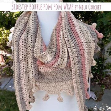 Sidestep Bobble Pom Pom Wrap US terminology  by Melu Crochet
