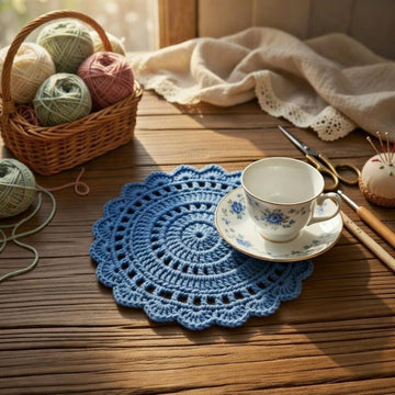 Silk Crochet Coaster Pattern | Elegant Round Motif PDF + Video Tutorial | Handmade Home Decor Gift
