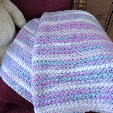 Pastel Suzette Stitch Baby Blanket – King Cole DK- Eagle Beach- Crochet Pattern