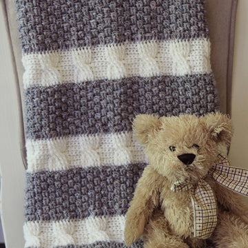 Cabled and Gray Blanket