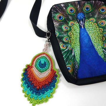 Iridesca Peacock Feather Bag Charm