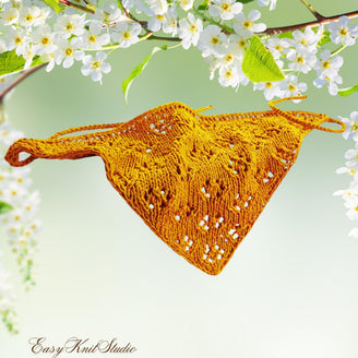 Knitted Kerchief Pattern – Knit Headscarf Bandana PDF Tutorial