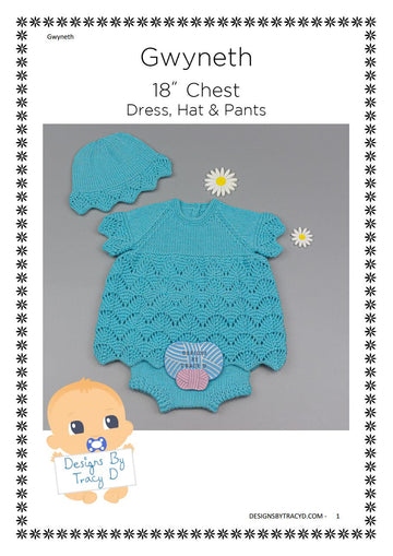 Gwyneth Baby Dress knitting pattern 18" chest