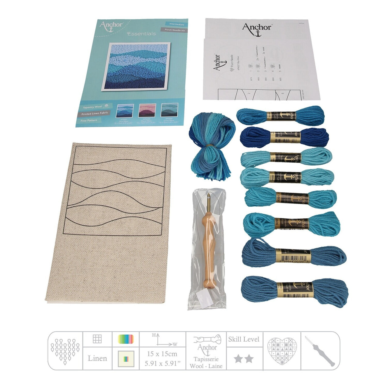 Anchor Blue Wave Punch Needle Kit