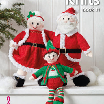 King Cole Christmas Knits Book 11 - Santa, Mrs Clause & Elf family patterns - Leaflet
