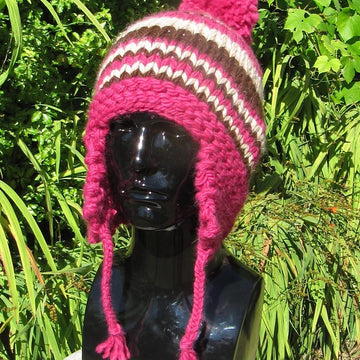 Superchunky Stripe Peruvian Bobble Trapper Hat