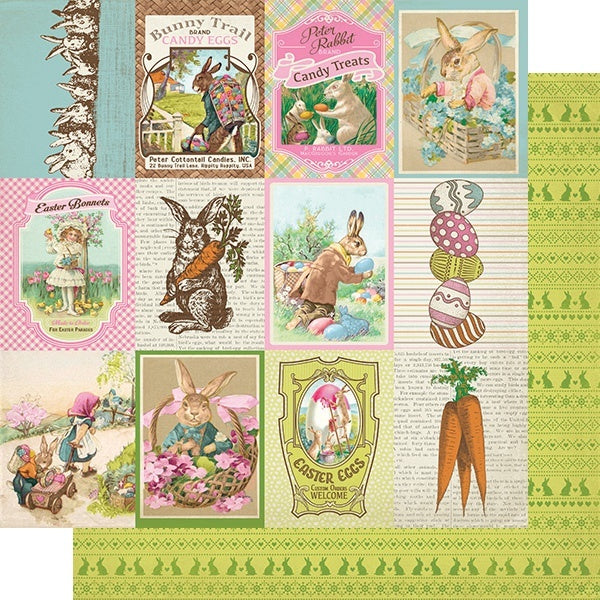 Authentique Paper Cottontail Double-Sided Cardstock 12"X12" 18/Pkg - #8 3"X4" Cut-Aparts