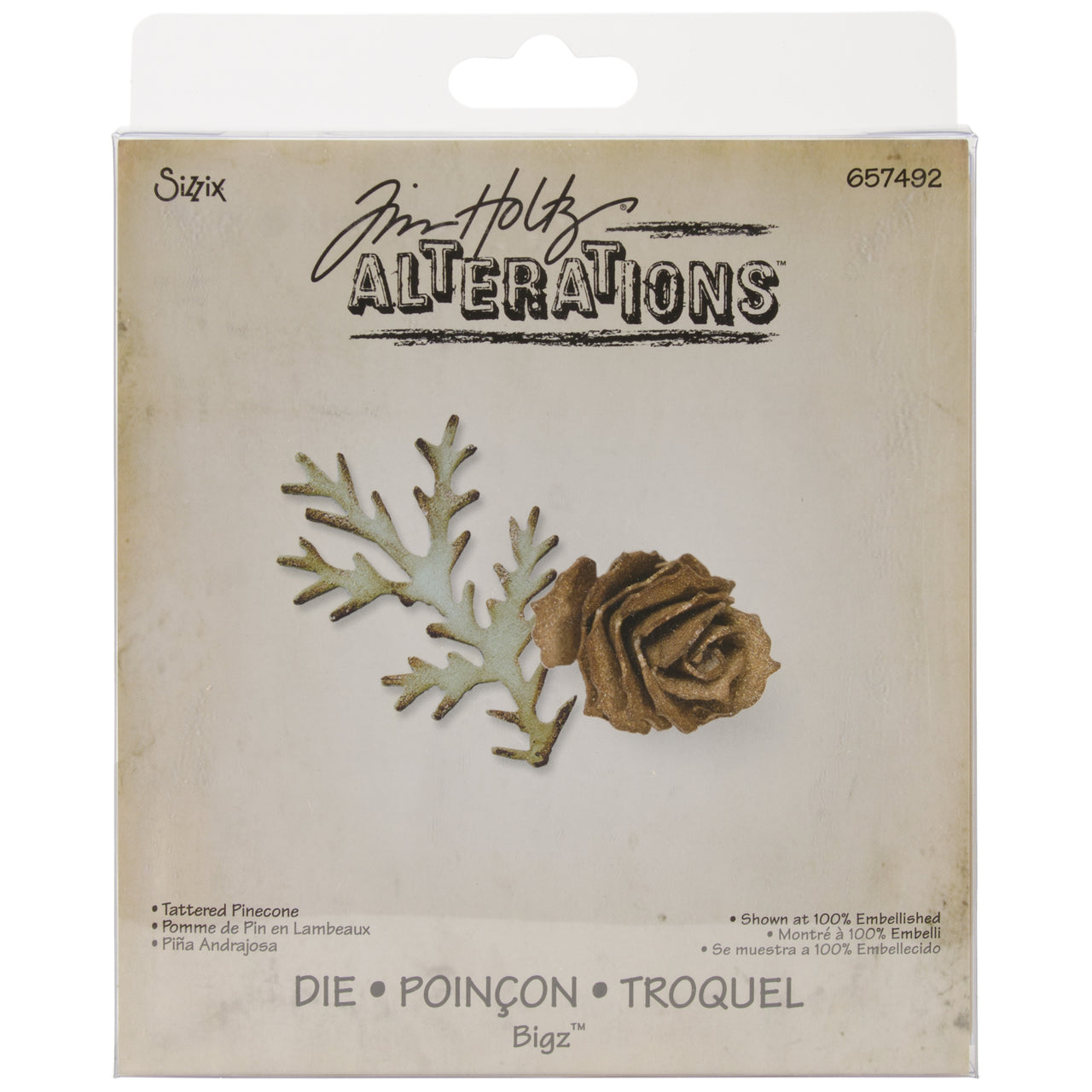 Sizzix Bigz Die By Tim Holtz 5.5"X6" - Tattered Pinecone