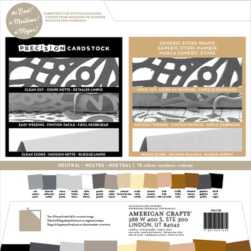 American Crafts Precision Cardstock Pack 80lb 12"X12" 60/Pkg - Neutral/Textured