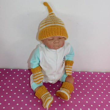 Baby Easy Stripe Pixie Hat, Booties & Mittens