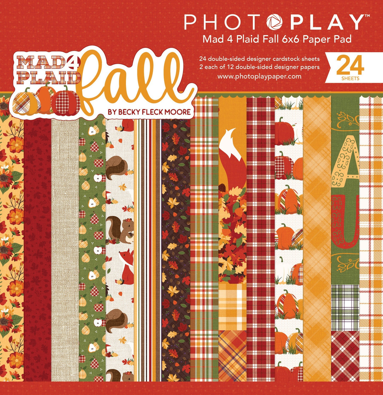 Photoplay Paper PhotoPlay Double-Sided Paper Pad 6"X6" 24/Pkg - Mad 4 Plaid Fall, 8 Designs/3 Each