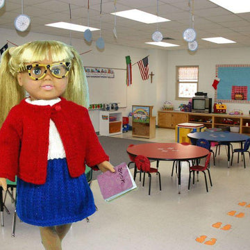 First Day of School, Knitting Patterns fit American Girl and other 18-Inch Dolls