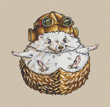 Hedgehog "Little Pilot" Cross Stitch PDF Pattern