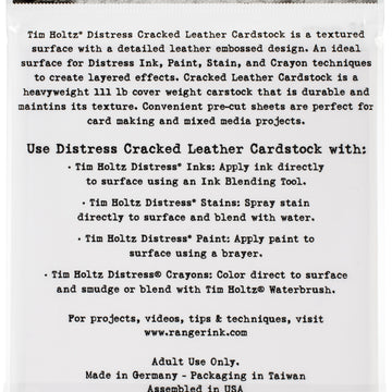 Ranger Tim Holtz Distress Cracked Leather Cardstock 12/Pkg - 4.25"X5.5"
