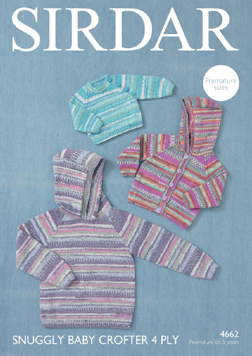 Hooded Jacket and Sweaters in Sirdar Snuggly Baby Crofter 4 Ply - 4662- Downloadable PDF