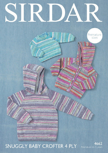 Hooded Jacket and Sweaters in Sirdar Snuggly Baby Crofter 4 Ply - 4662- Downloadable PDF