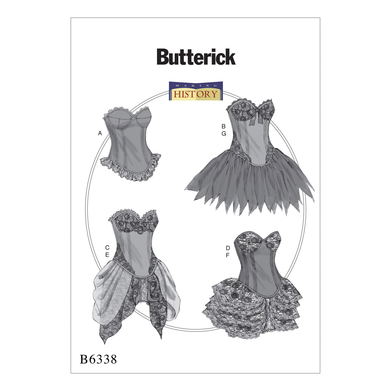 Butterick Curved-Hem Corsets and Skirts B6338 - Sewing Pattern