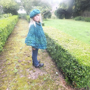 Child's Leaf Poncho With Matching Beret