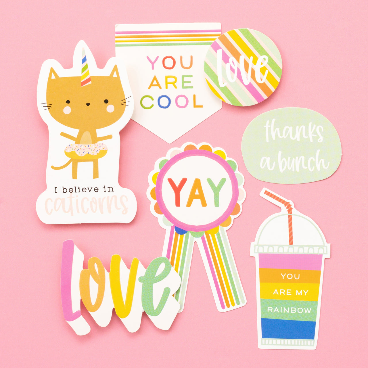 American Crafts Live Life Happy Ephemera Cardstock Die-Cuts 40/Pkg - Phrase W/Foil Accents