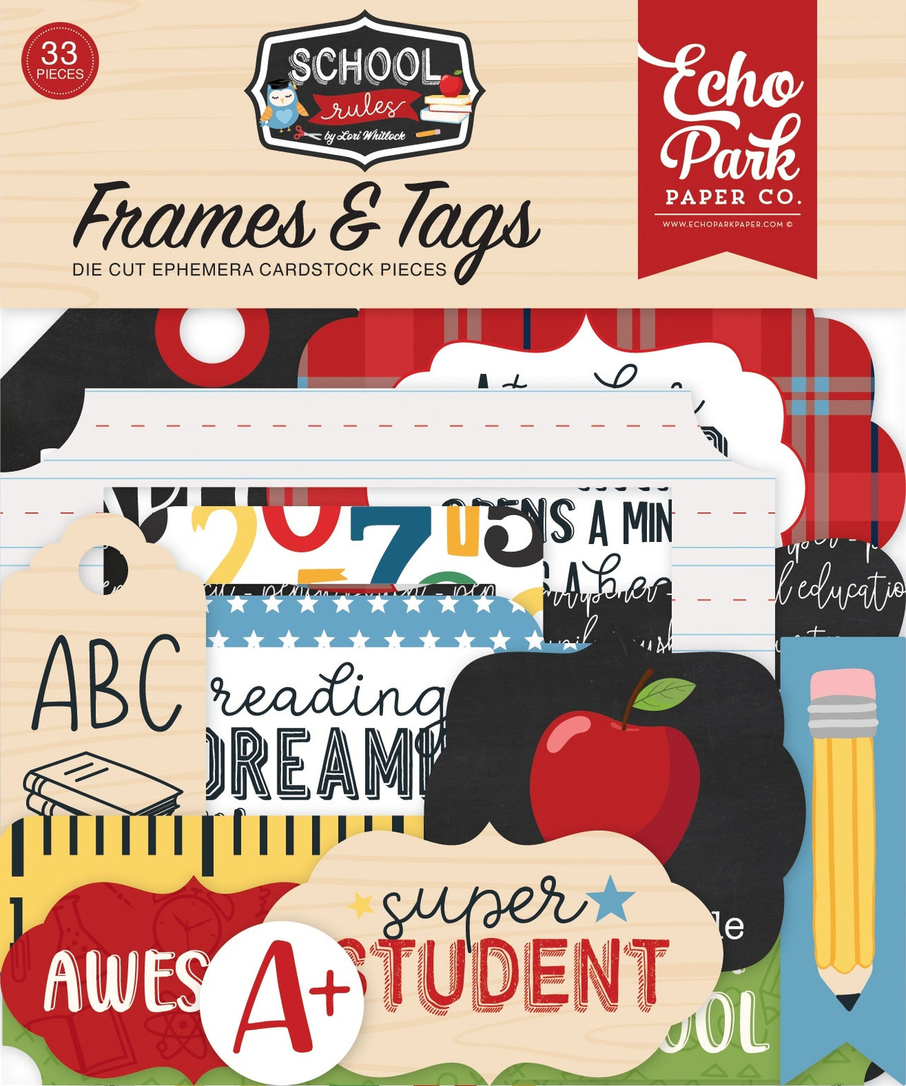 Echo Park Paper Echo Park Cardstock Ephemera 33/Pkg - Frames & Tags, School Rules
