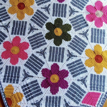 Pretty Preppy Petals Tapestry Crochet Blanket