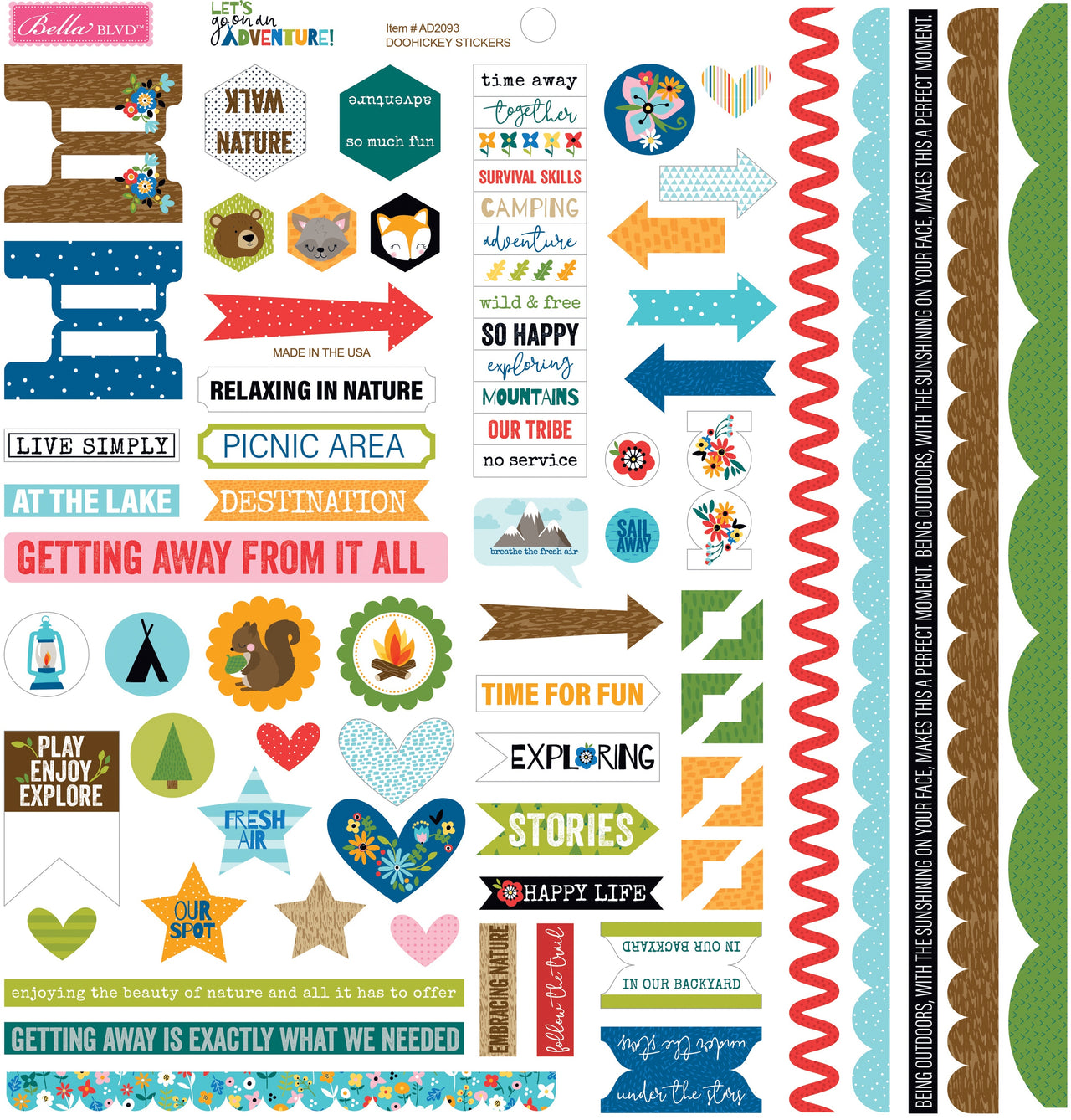 Doodlebug Let's Go On An Adventure Cardstock Stickers 12"X12" - Doohickey