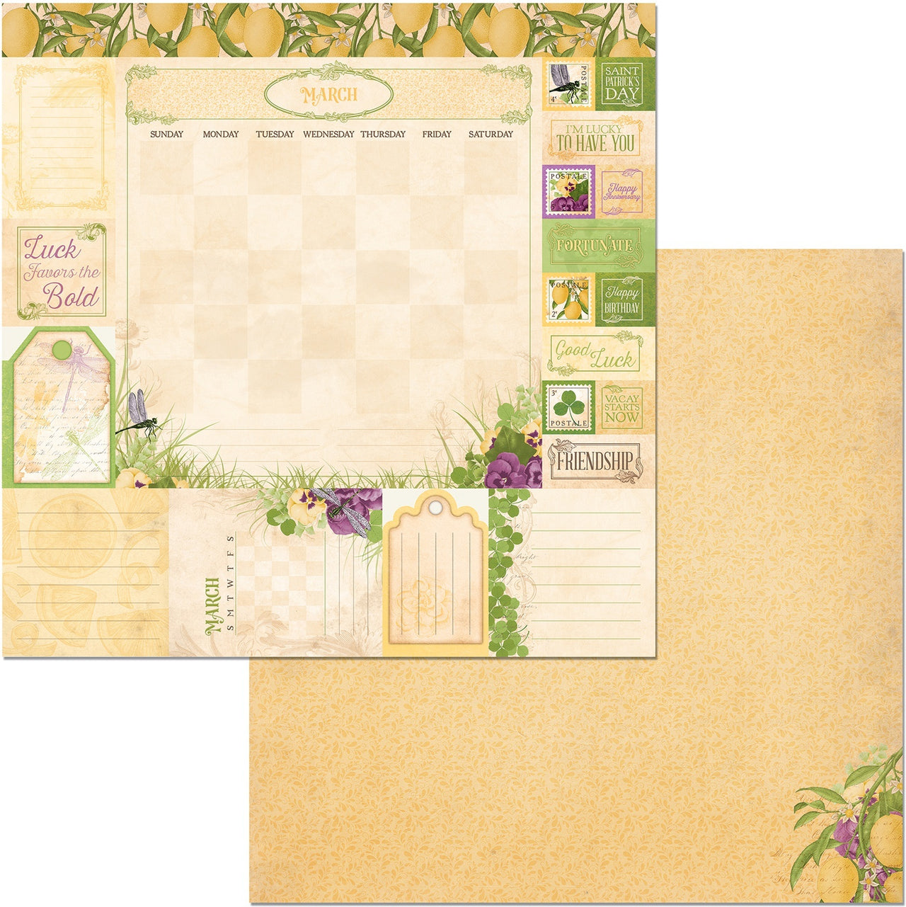American Crafts Time & Place Double-Sided Cardstock 12"X12" 25/Pkg - March