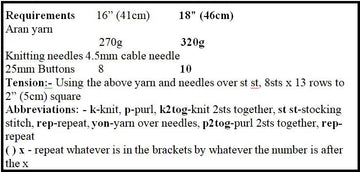 Highland Cable Cushion Knitting Pattern # 406