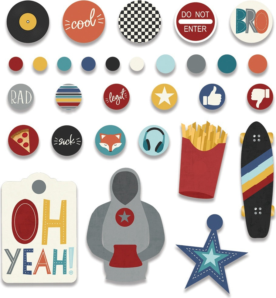 Simple Stories Bro & Co. Decorative Brads 30/Pkg - 620019
