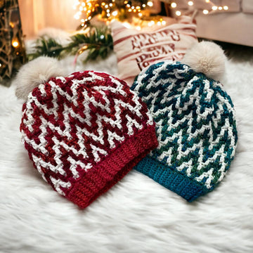 Chunky Mosaic Bobble Hat