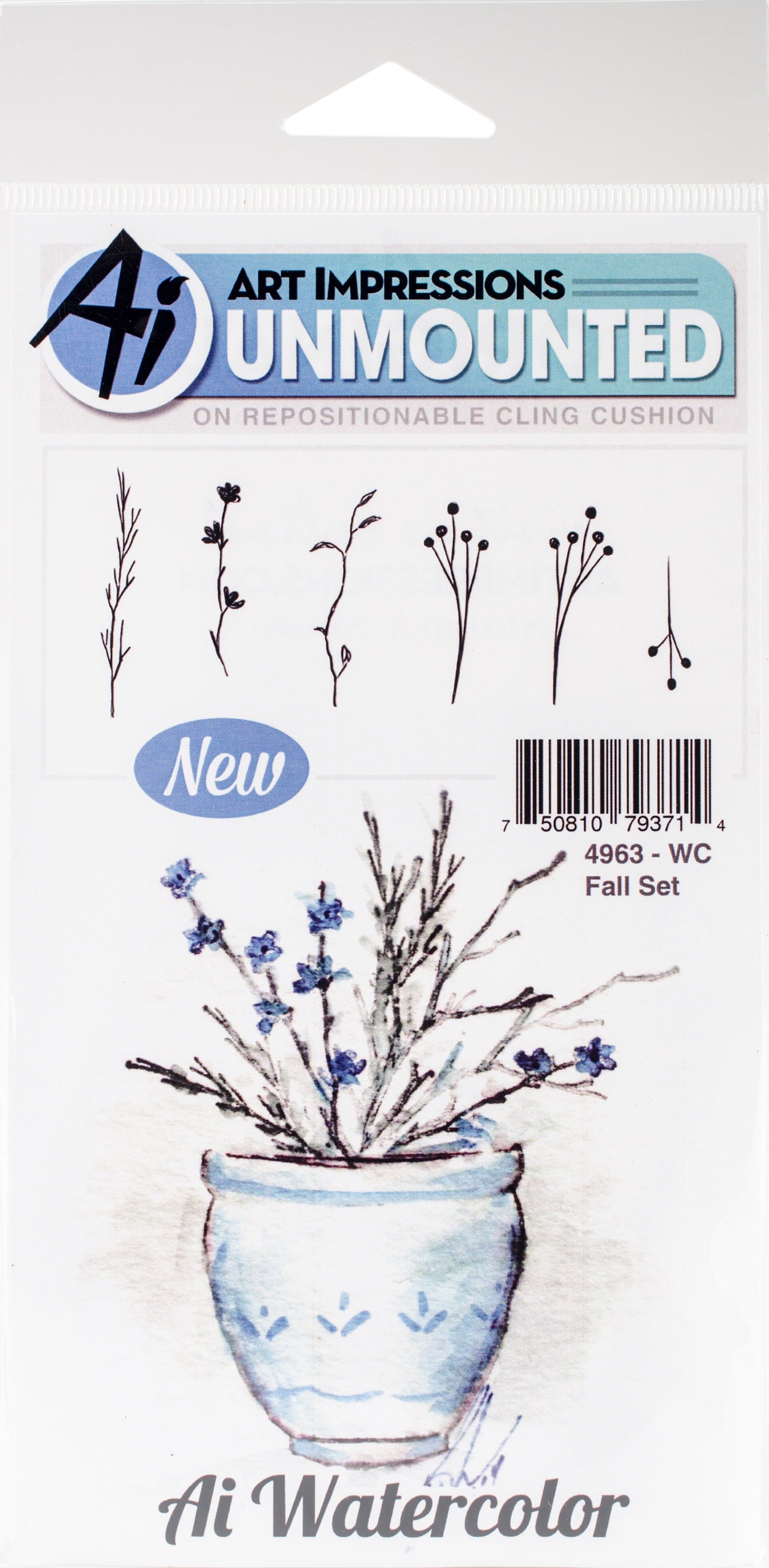 Art Impressions Watercolor Cling Rubber Stamps - Fall