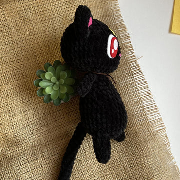Crochet pattern for Luna cat. Cute soft toy knitted by hand. Sailor Moon.