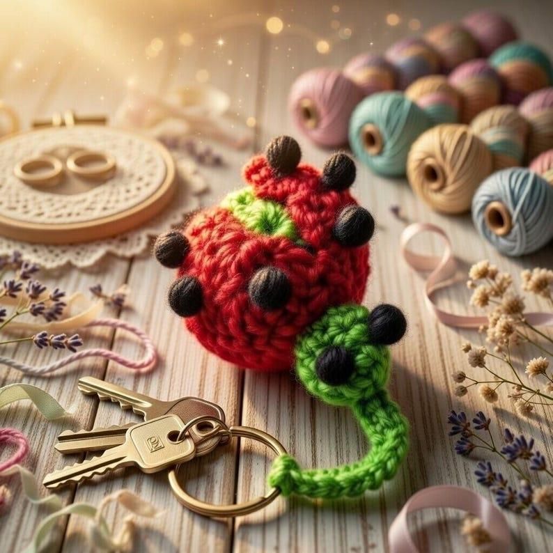 Crochet Ladybug Keychain Pattern – PDF + Video Tutorial