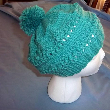 Blue Lacy Bobble Hat