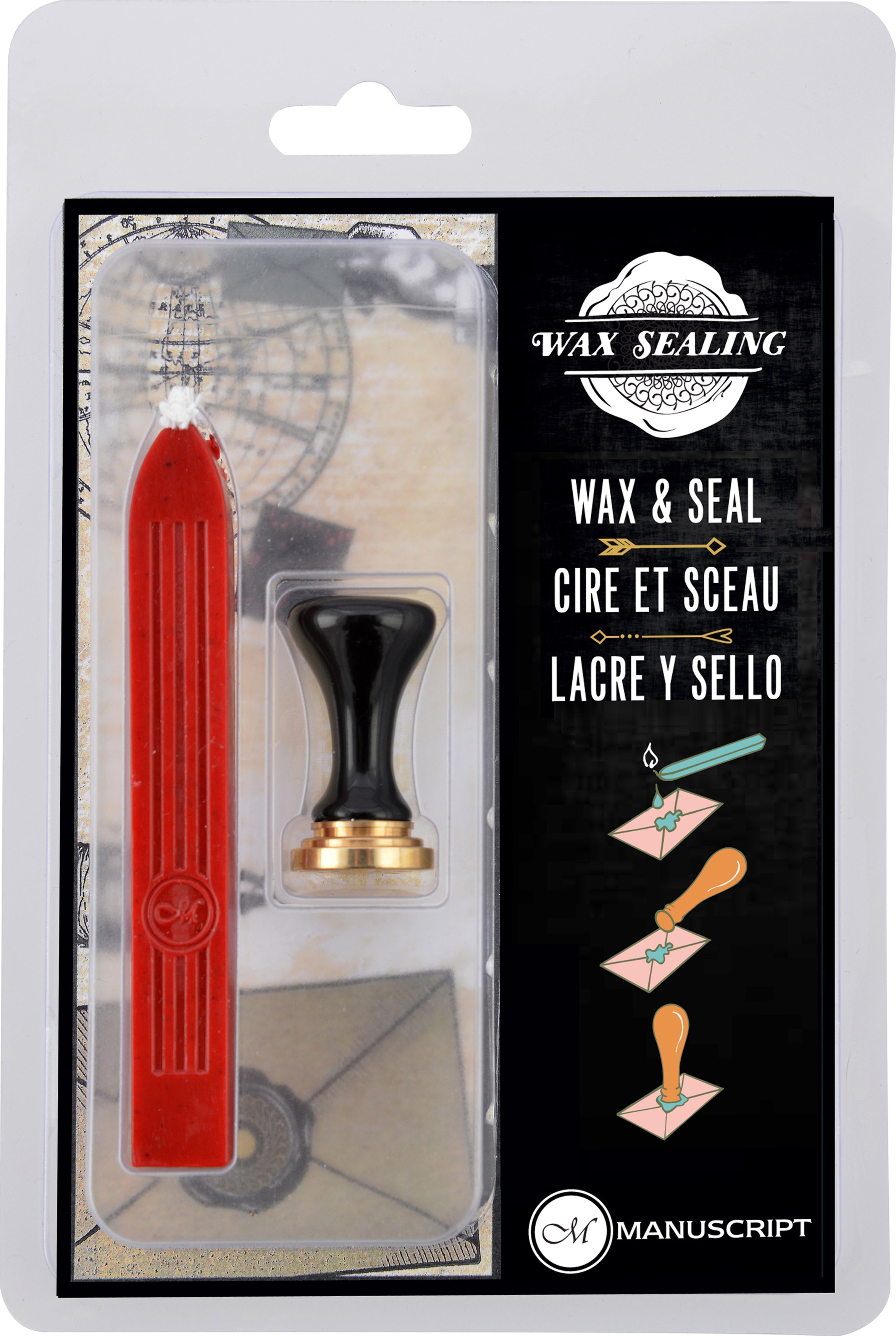 Manuscript Pen Manuscript Short Handle Design Sealing Set W/Red Wax - J