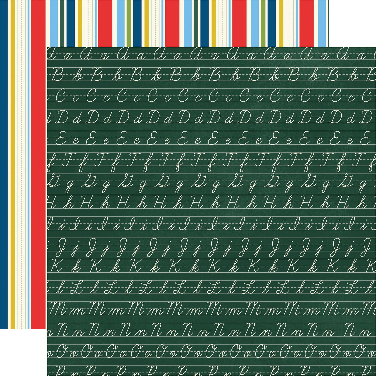 Echo Park Paper School Days Double-Sided Cardstock 12"X12" 25/Pkg - Chalkboard Cursive